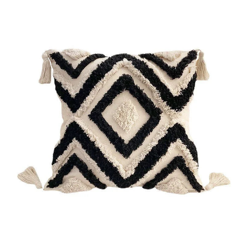 Getufteter Dekokissenbezug mit Quaste 45x45 cm im Bohème Stil