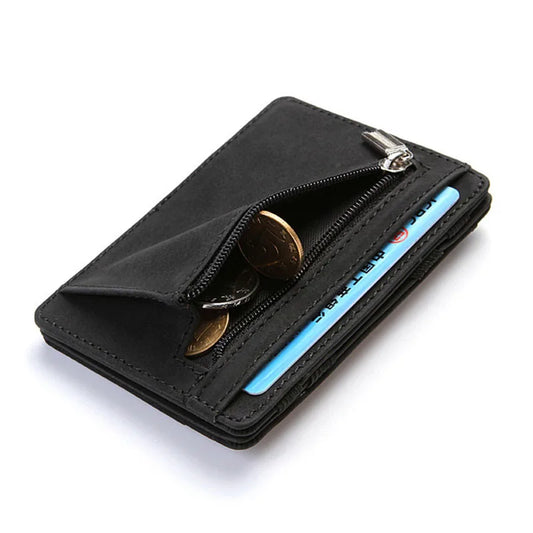 Schlanke Mini Brieftasche Herren Kartenhalter mit Reißverschluss Münzfach