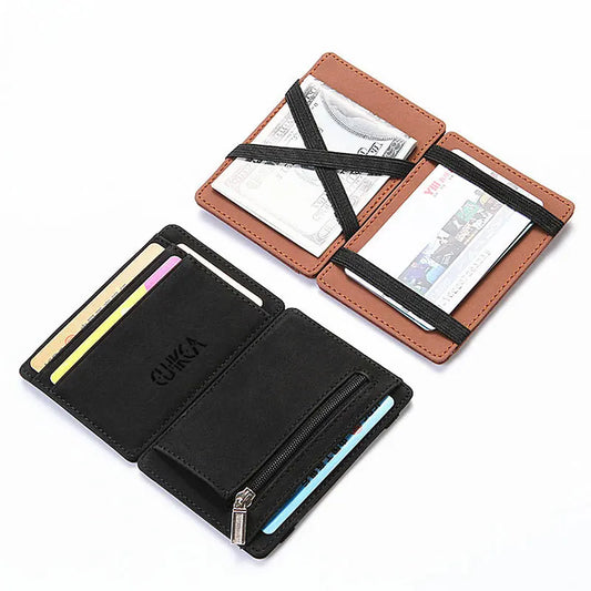 Schlanke Mini Brieftasche Herren Kartenhalter mit Reißverschluss Münzfach