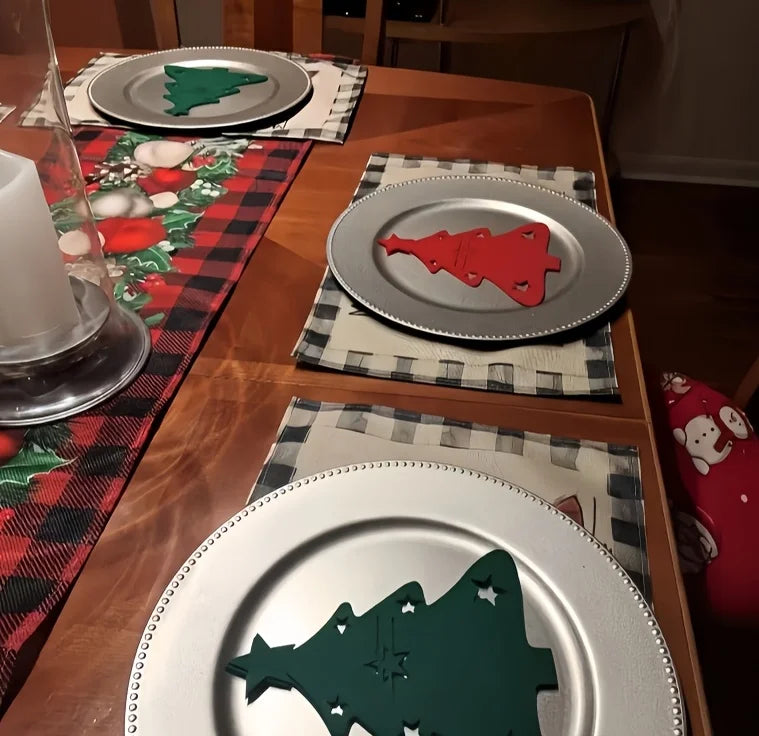 12 Stück Filz Tischdekorationen Weihnachten Besteckhalter Tischsets-Yabubestshop