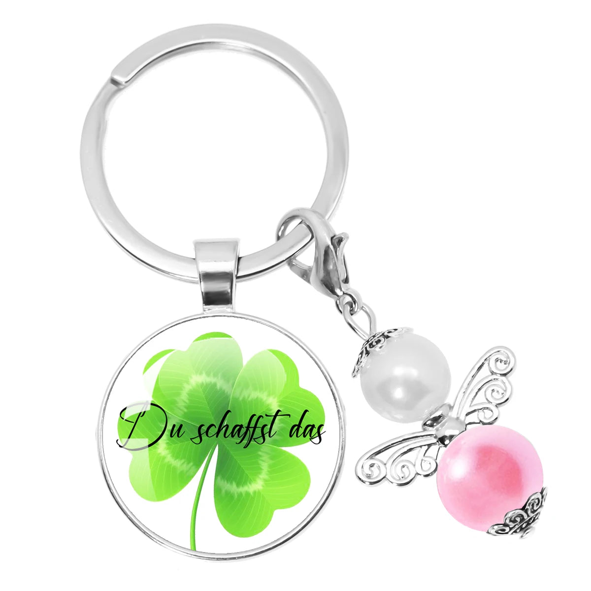 Glücksbringer Schlüsselanhänger mit vierblättrigem Kleeblatt Design