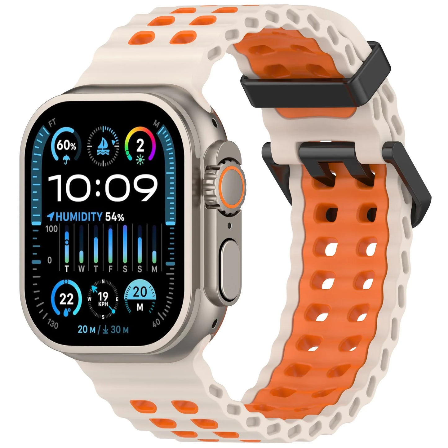 Zweifarbiges Silikonarmband 21cm Sportlich Leicht für Smartwatches