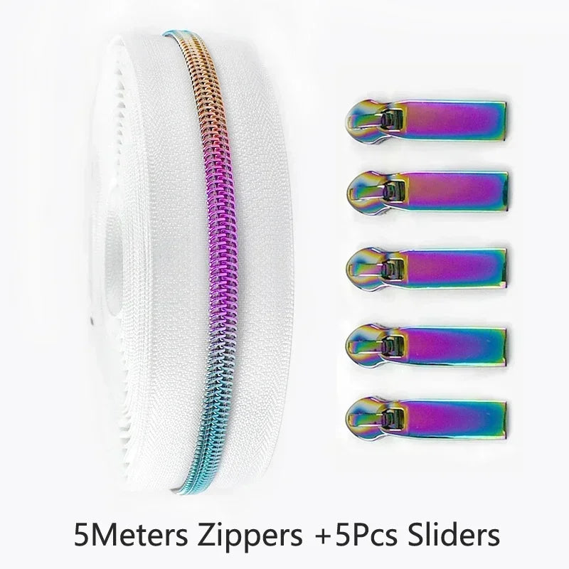 Nylon Reißverschlussband & Schieber Set 5m für Reparaturen Kleidung Taschen #5