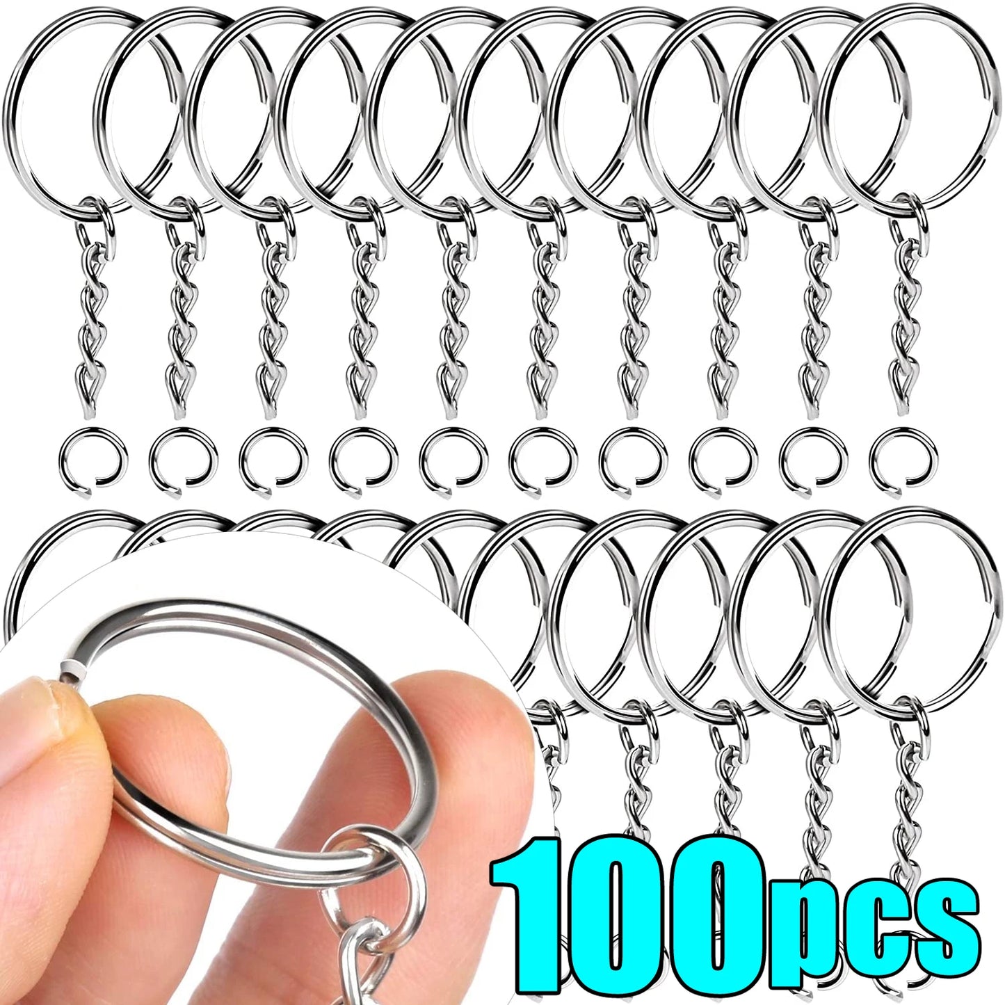Metall Schlüsselringe Split Ringe 20/100 Stück für DIY Schlüsselanhänger