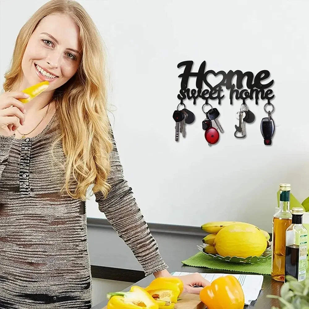 Dekorativer Schlüsselhalter aus Metall mit 8 Haken für Flur und Büro