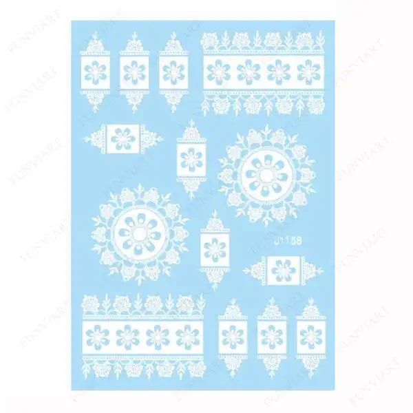 Weiße Henna Temporäre Tattoos für Frauen Hand Mehndi Party Körperkunst