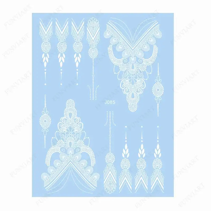 Weiße Henna Temporäre Tattoos für Frauen Hand Mehndi Party Körperkunst