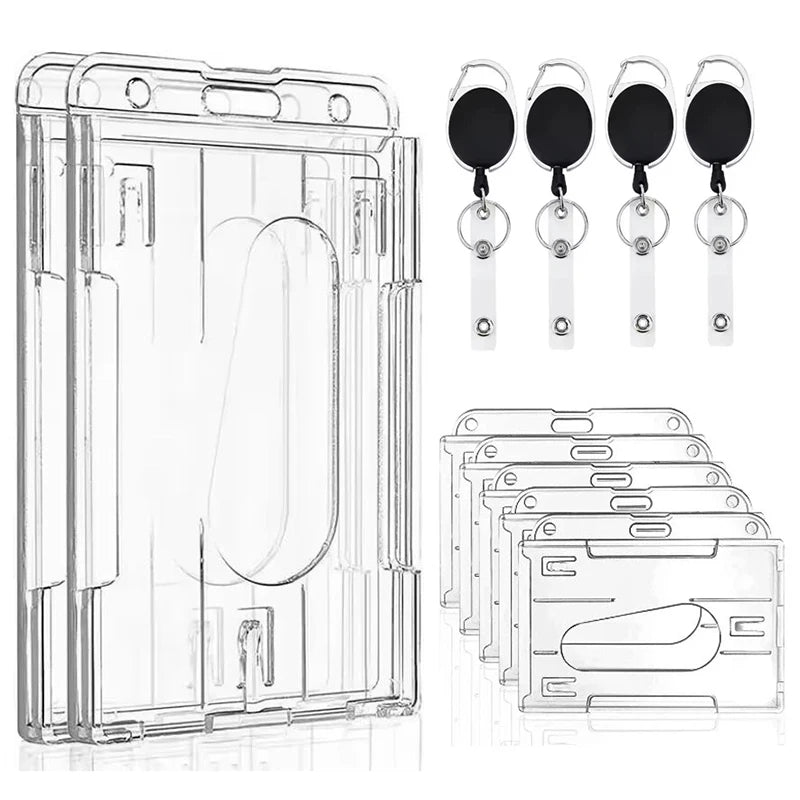 Transparenter Ausweishalter mit Doppelkarten-Slots und Rollclip