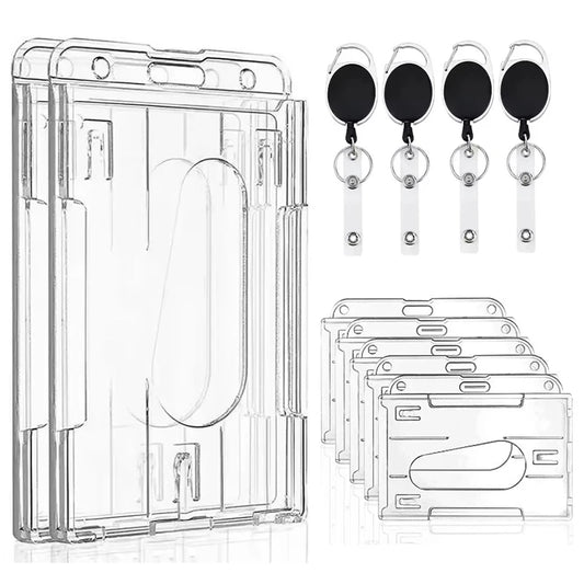 Transparenter Ausweishalter mit Doppelkarten-Slots und Rollclip