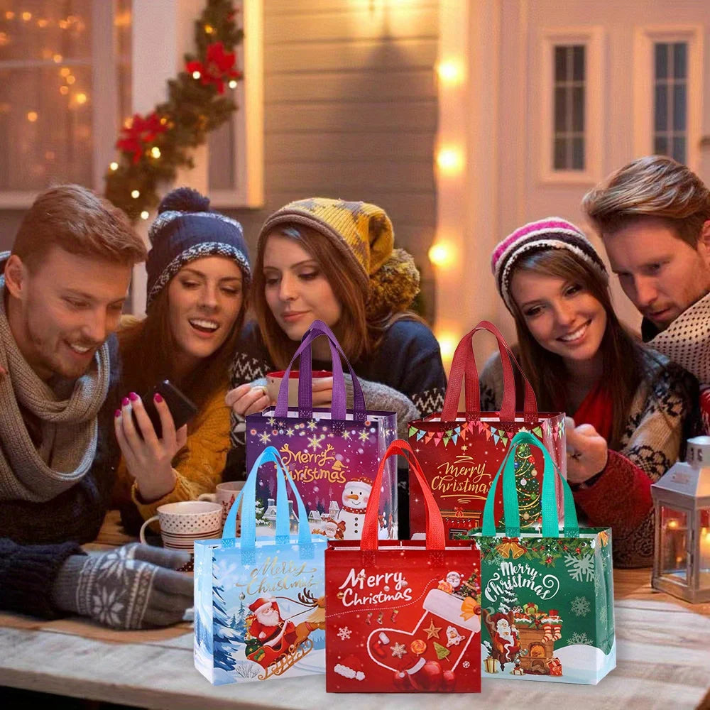 5 oder 10 Stück wiederverwendbare Weihnachtsgeschenktüten aus Vliesstoff