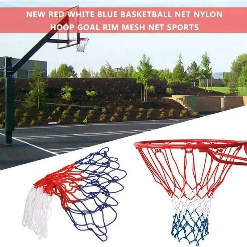 Robustes 56 cm Outdoor Basketballnetz aus Nylon, wetterfest - dreifarbig
