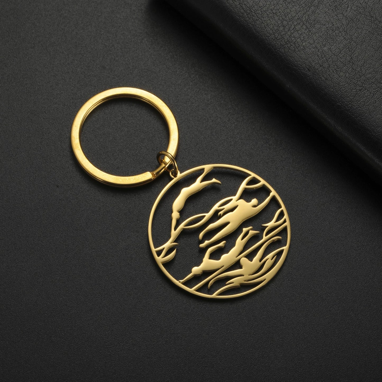 Schwimmen Schlüsselanhänger Edelstahl Sport Anhänger Silber Unisex