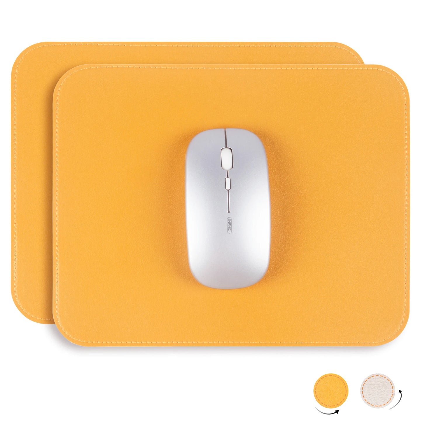 2er Set Leder-Mauspads mit genähtem Rand für komfortables Arbeiten