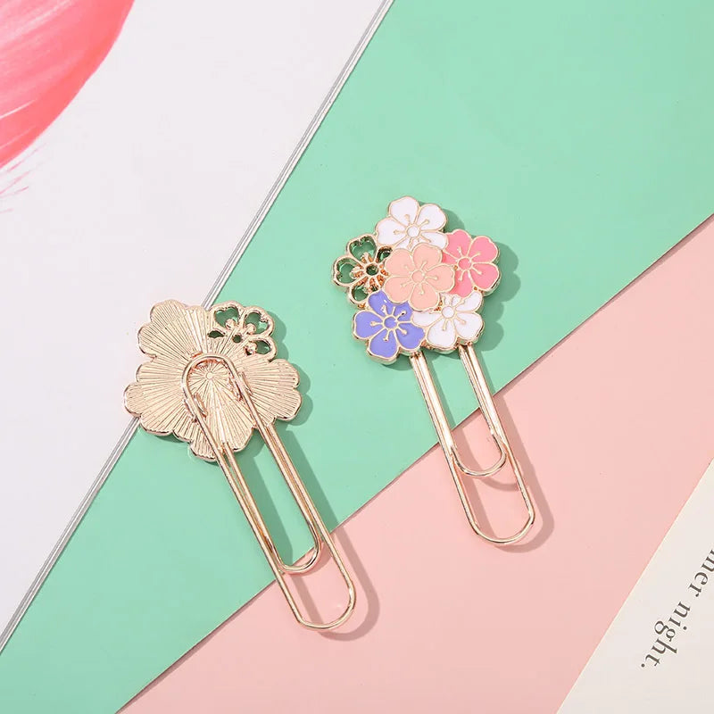 Niedliche Kirschblüten Metall Büroklammer Lesezeichen Notizbuch Deko