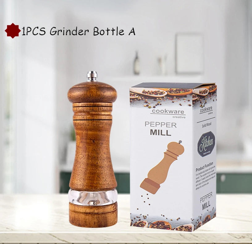 6 Zoll Holz Pfeffermühle manuell mit einstellbarem Keramik-Mahlwerk