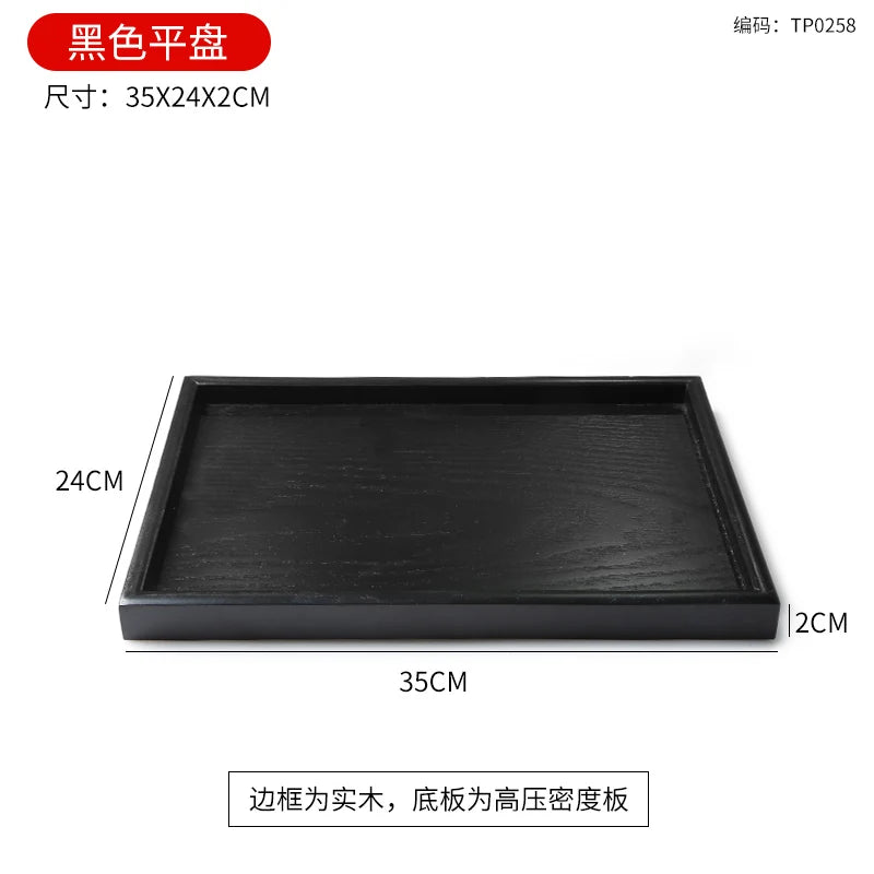 Japanisches schwarzes Holztablett für vielseitigen Gebrauch