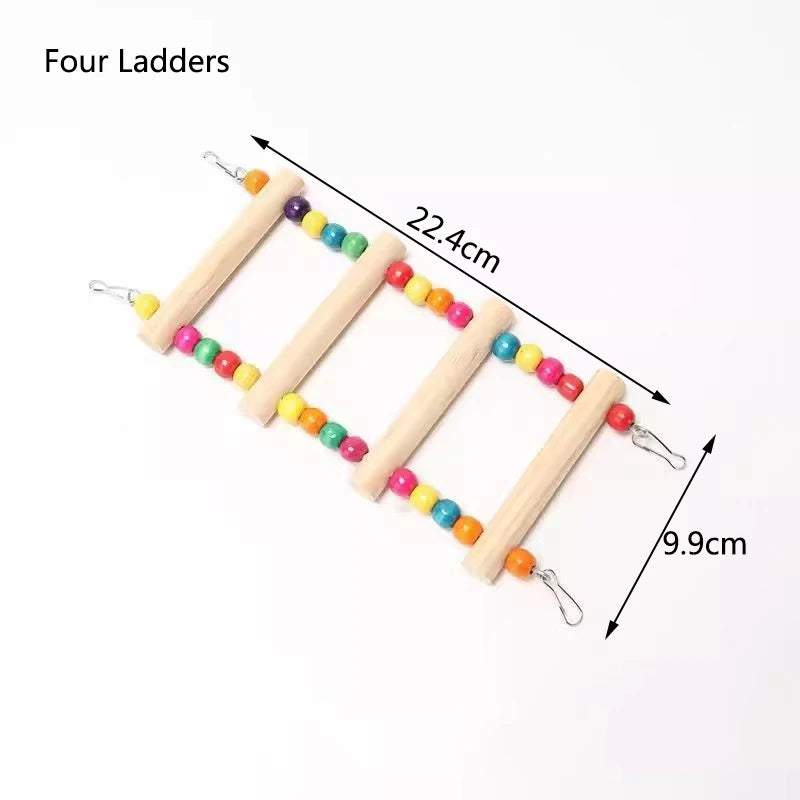 Natürliche Holzvogel Leitern Kletterspielzeug mit bunten Kugeln für Sittiche