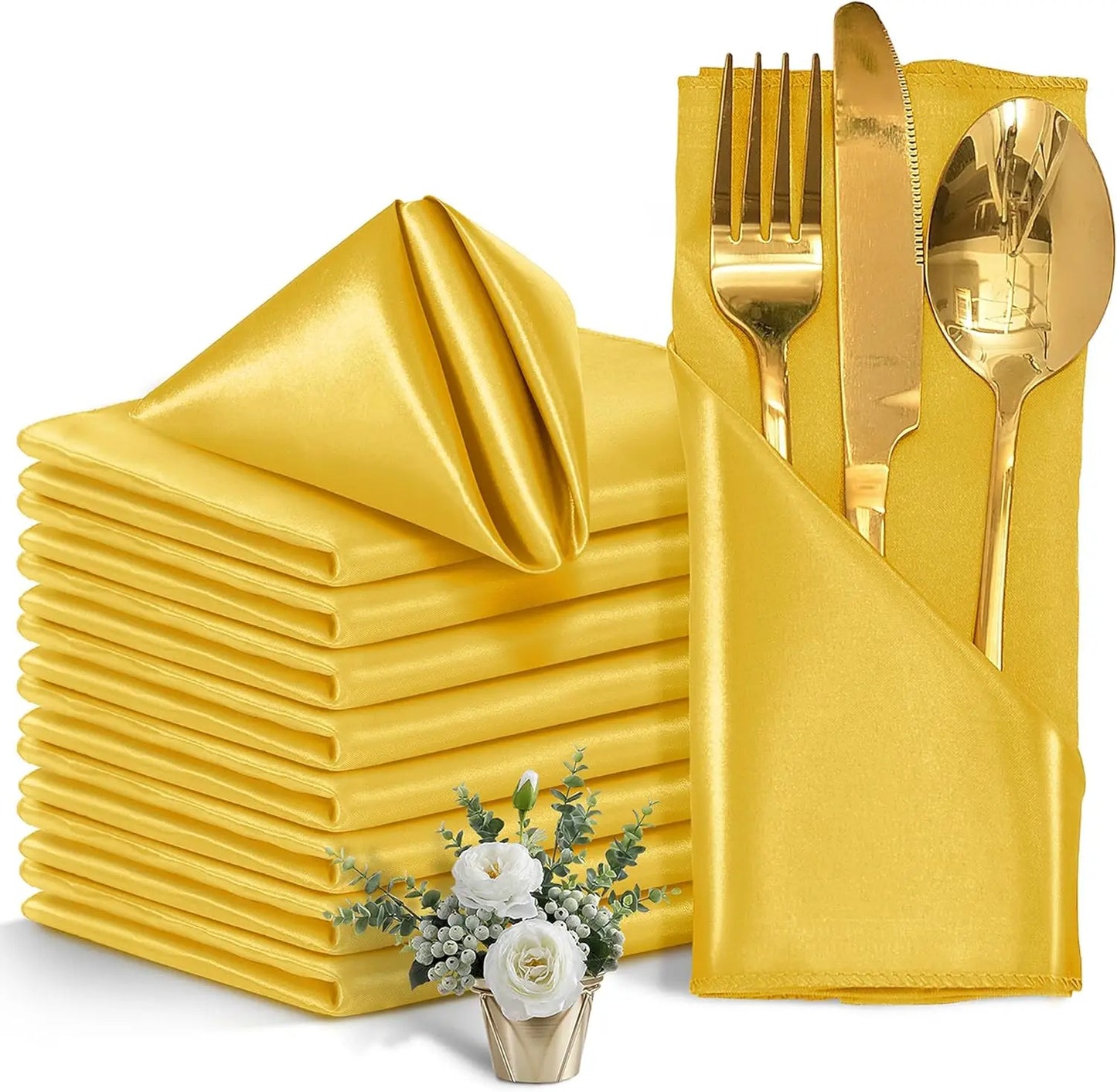 12 rote Satin Servietten 30x30 cm waschbar seidig weich für Event Deko