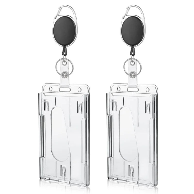 Transparenter Ausweishalter mit Doppelkarten-Slots und Rollclip