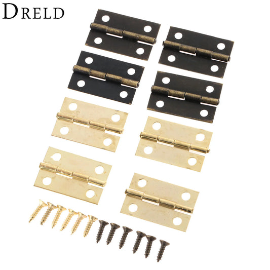 10er Set dekorative Möbel-Scharnier 24x16mm für Vintage Holzboxen