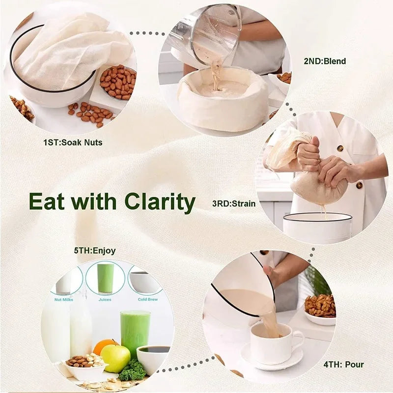 Wiederverwendbare Baumwollbeutel mit Kordelzug für Lebensmittel und Filter