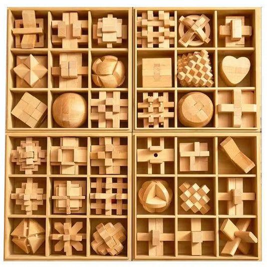 3PCS LuBan Lock Holz Puzzle IQ Brain Teaser für Erwachsene und Kinder