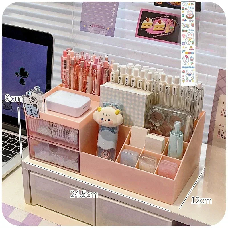 Schreibtisch Organizer Box mit 9 Fächern – Kawaii Stiftehalter für Schüler-Yabubest - Home & More