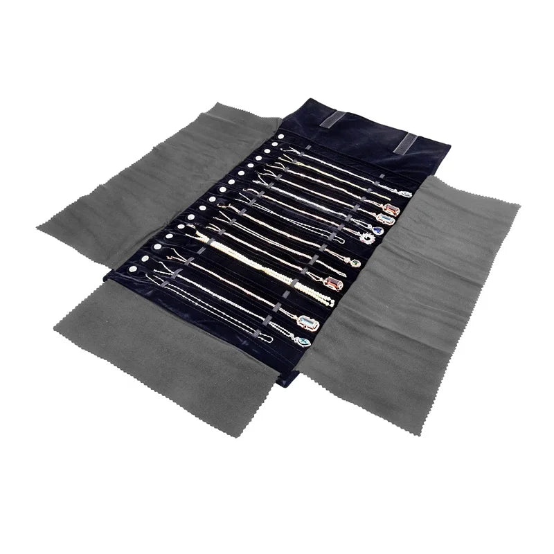 Tragbare Schmuckrolle aus Samt für Reisen und Aufbewahrung