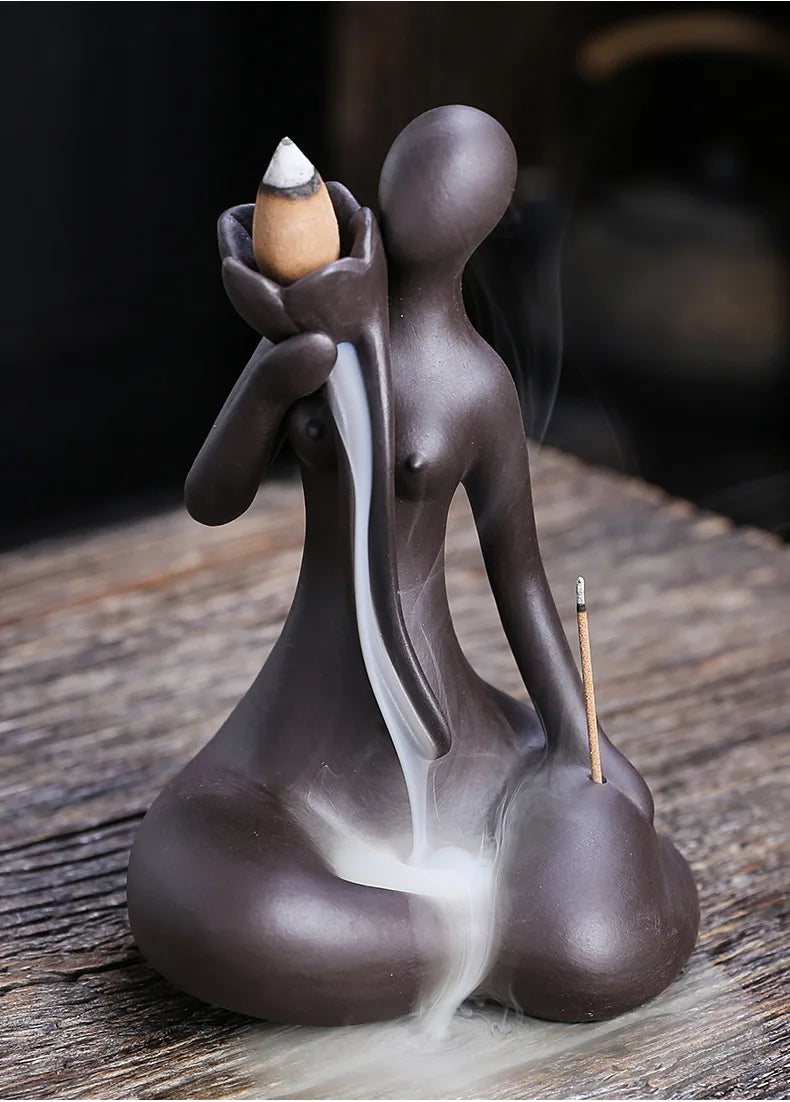 Lila Ton Rückfluss Weihrauchbrenner mit Wasserfall Effekt