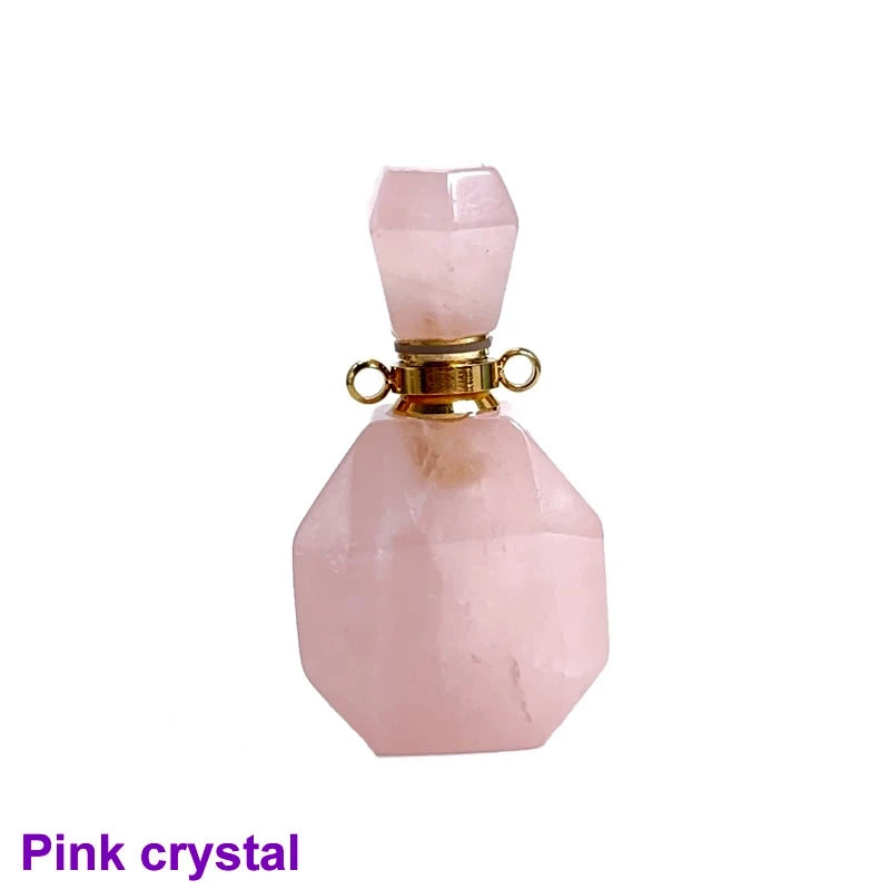 Unregelmäßige Naturstein Parfümflasche Anhänger – Amethyst Tigerauge Öl Diffusor