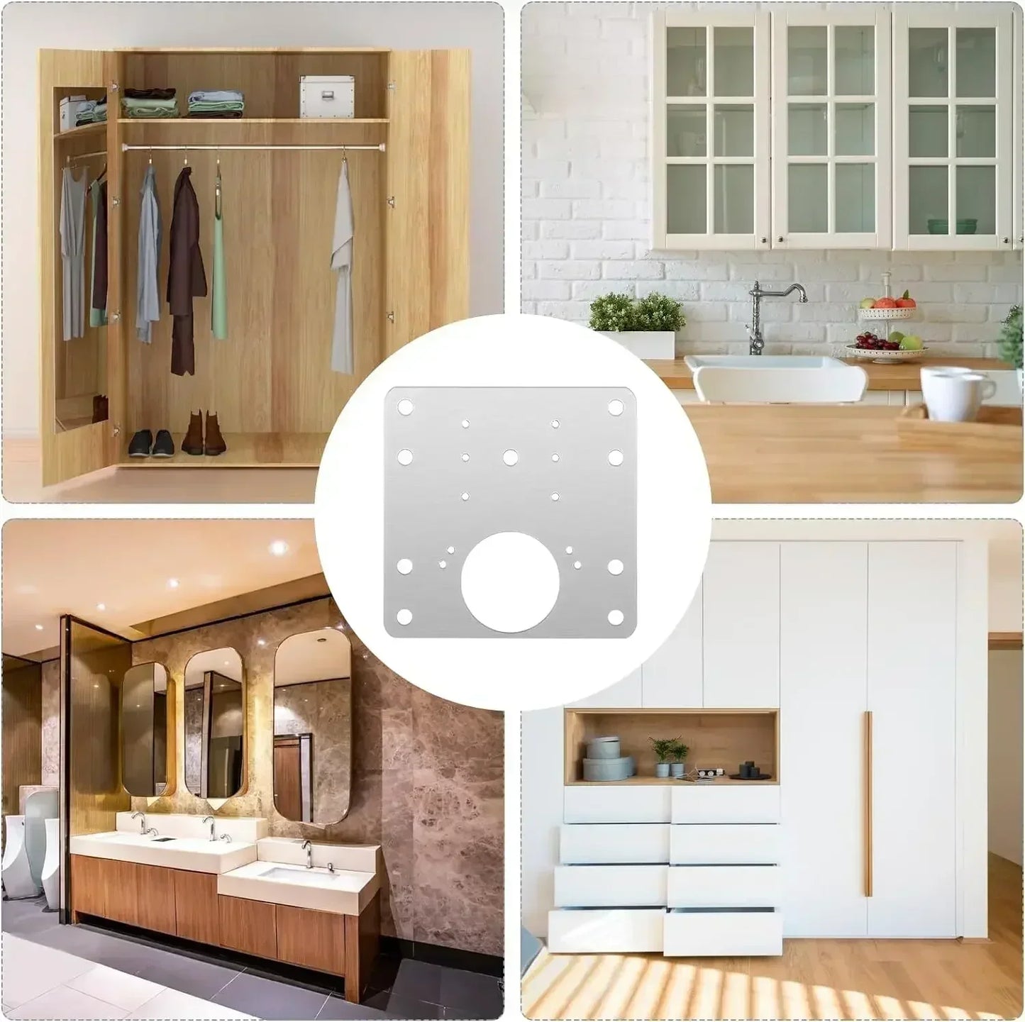 Robuste Scharnier Reparaturplatte aus Edelstahl für Möbel