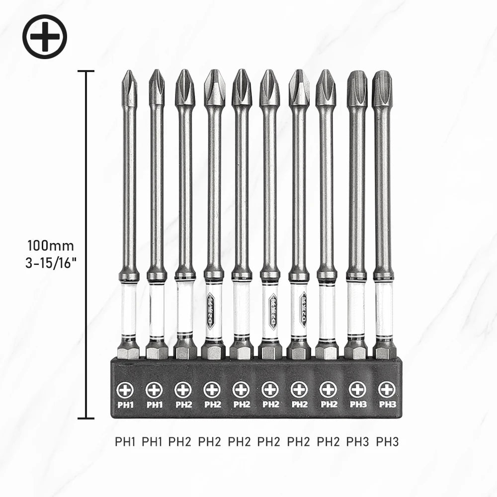 10x Magnetische PH2 Schraubendreher Bits 100mm für Bohrmaschinen