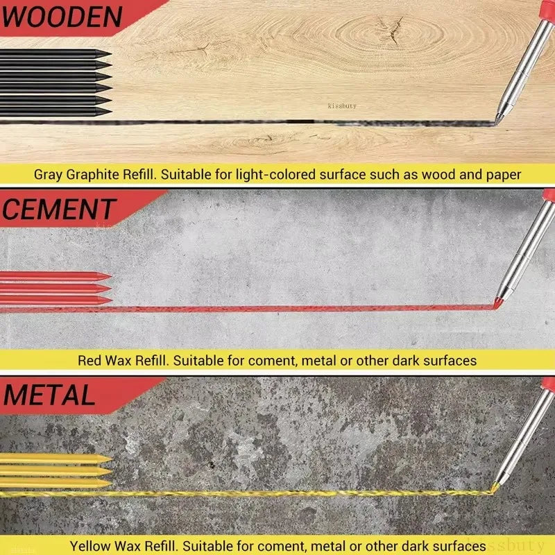 Massiver Zimmermannsbleistift Metall mit Spitzer Tieflochmarker Werkzeug