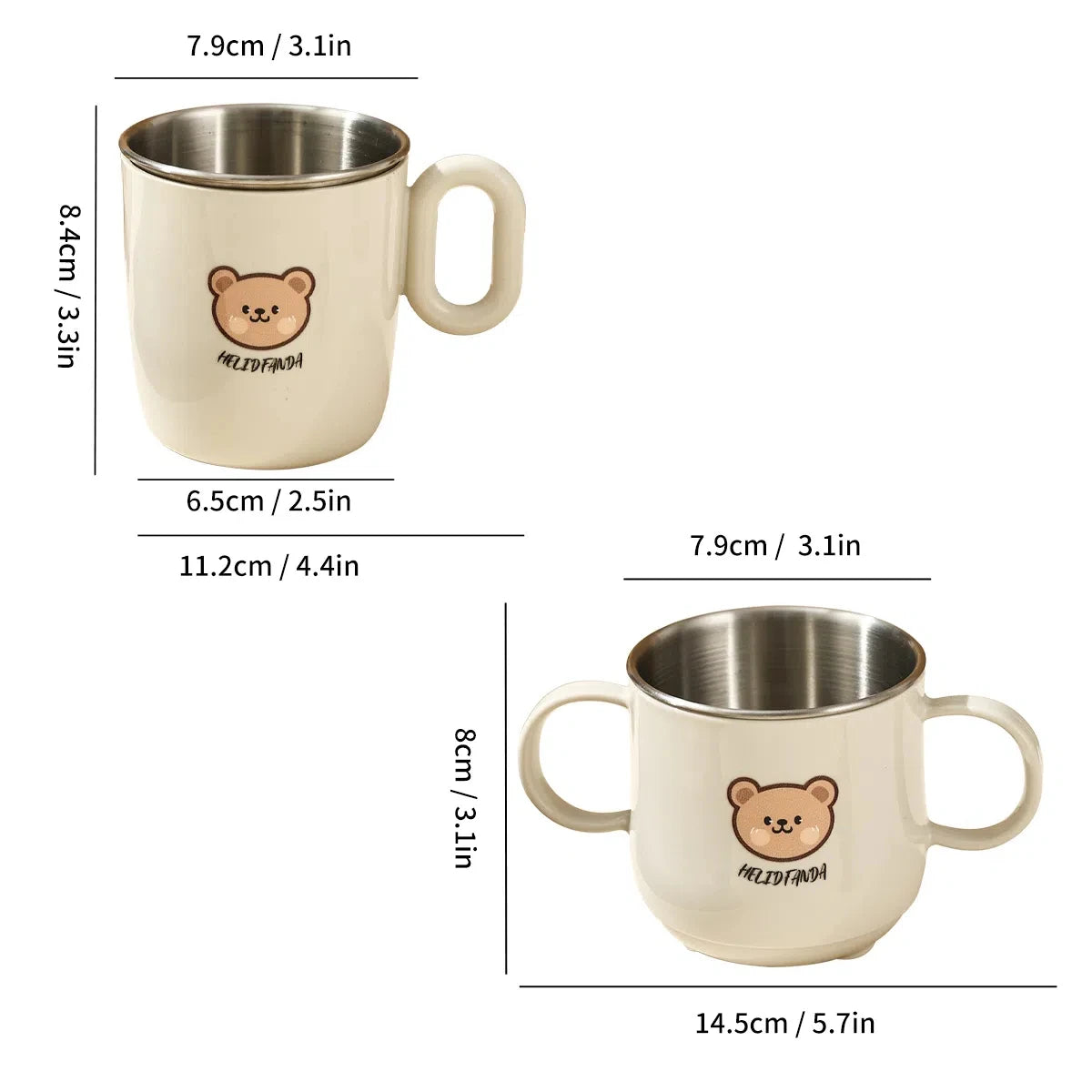 Doppelwandige Edelstahl Kaffeetasse mit Griff und abnehmbarem Mini-Becher