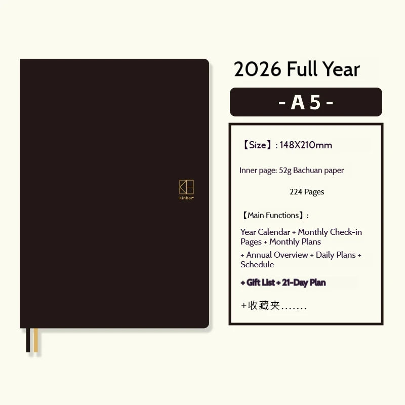 Jährliches Notizbuch 2026 A5 A6 Planner Tagesplaner mit 224 Seiten