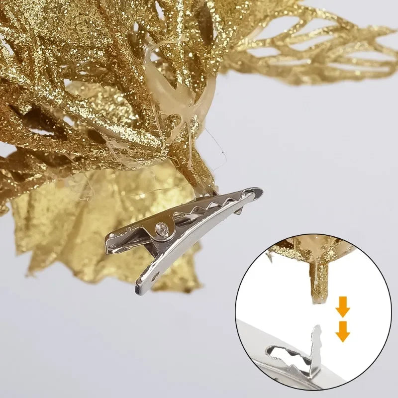 Künstliche funkelnde Glitzer-Weihnachtsblumen für Dekoration