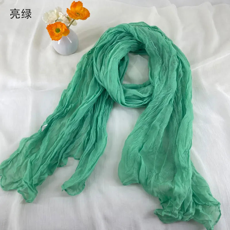 Damen Schal Baumwolle Leinen Plissiert Retro Bohemian Stil 180x90 cm