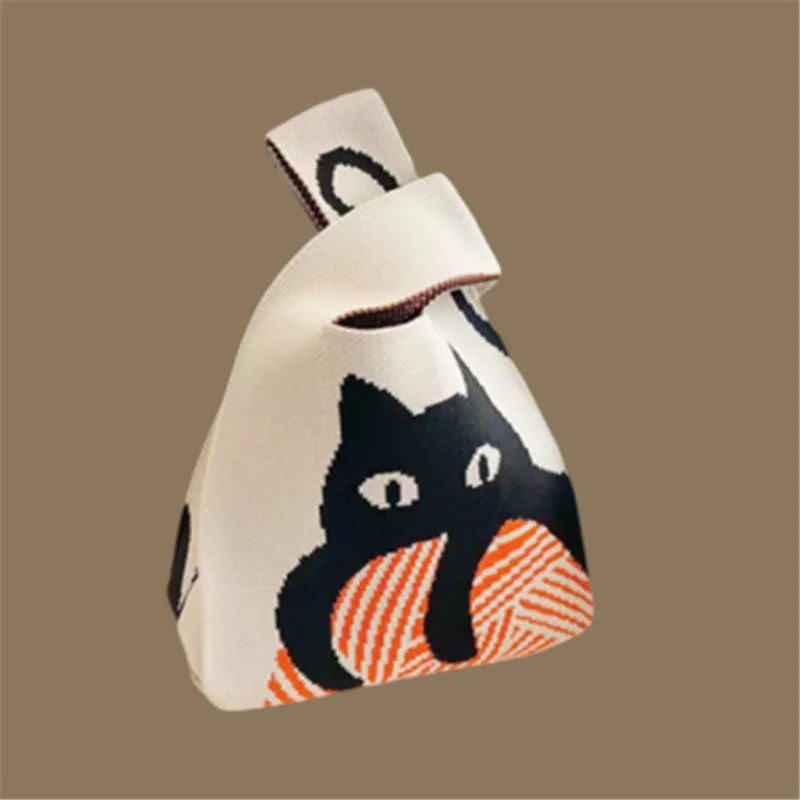 Handgefertigte kleine gestrickte Handtasche für Damen, vielseitig und leicht