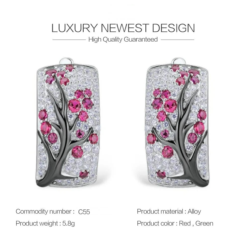 Elegante Blüte Zweig Ohrringe mit Zirkonia für Damen als Geschenk