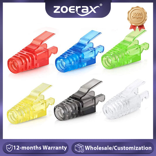 Farbige RJ45 Stecker Schutzhüllen CAT6 (6.5mm) mit Zugentlastung