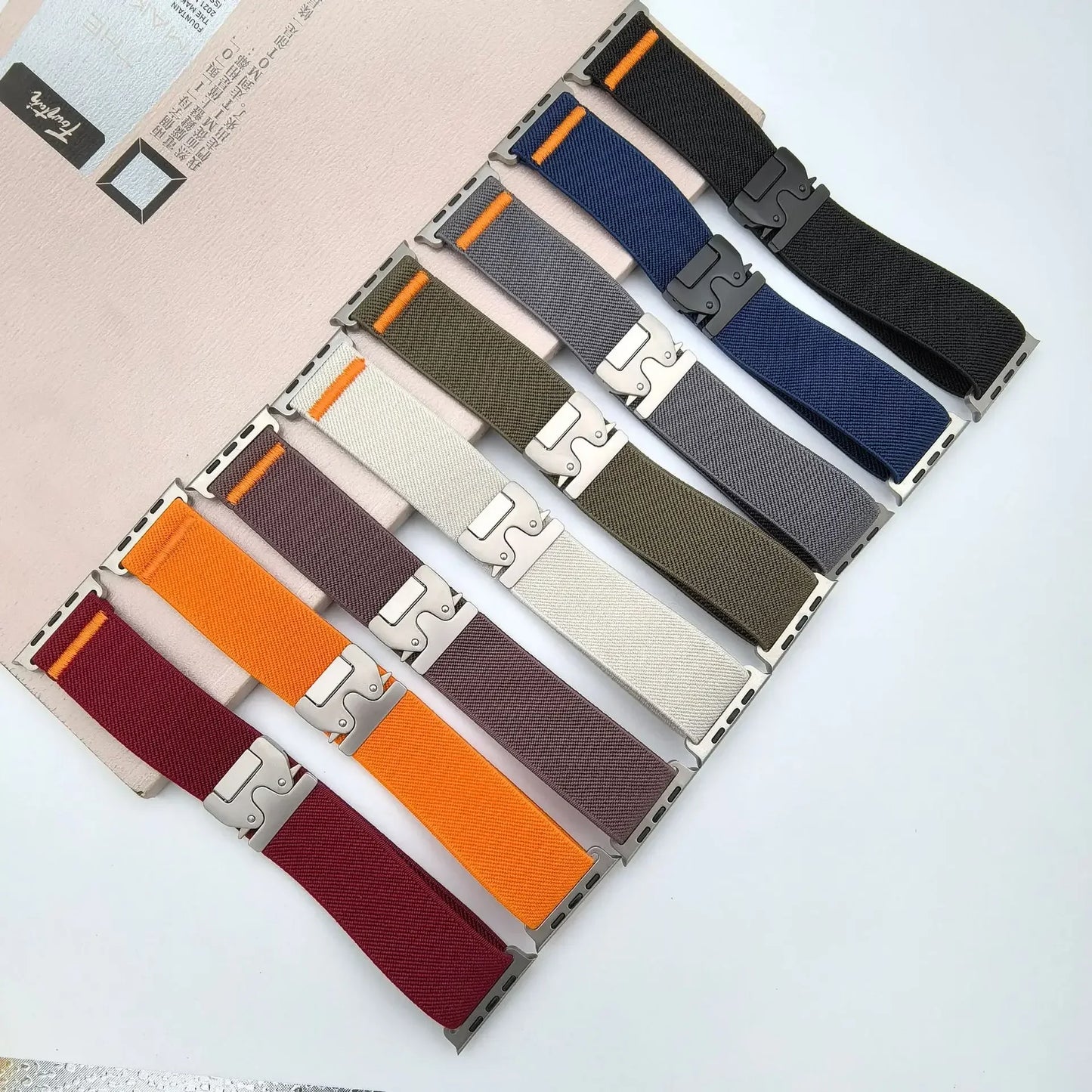 Elastisches Nylon Armband 38-49mm für Smartwatches mit Fallschirmschnalle Sport