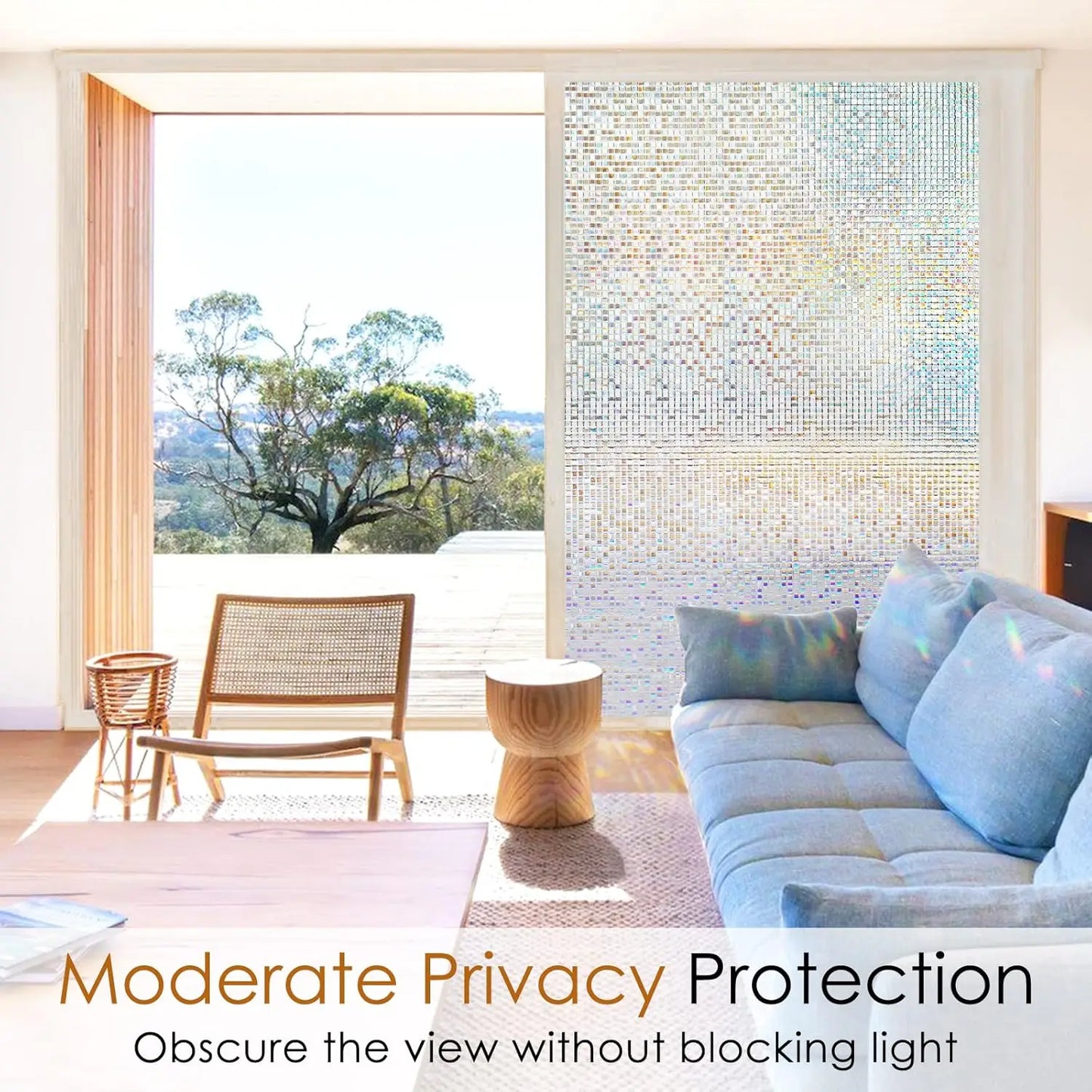 Bunte Fenster Sichtschutzfolie Mosaik mit UV Schutz und statischer Haftung