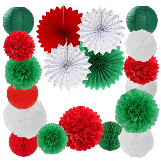 Weihnachtliches 19-teiliges Papierkugel-Dekorationsset für Feste