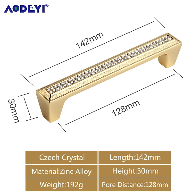 Eleganter Kristall Möbelknopf Diamant Optik für Schrank Schublade Gold/Chrom