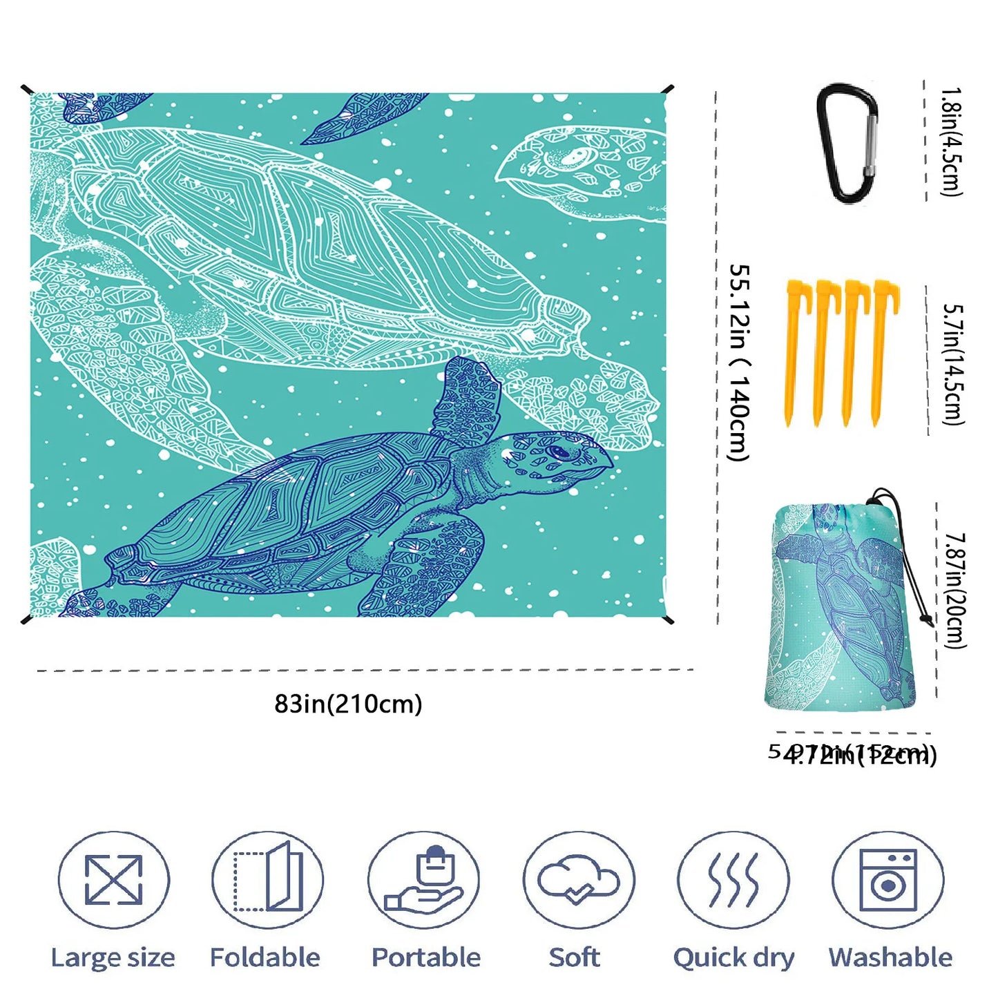 Ultradünne wasserdichte Strandmatte für bis zu 8 Personen