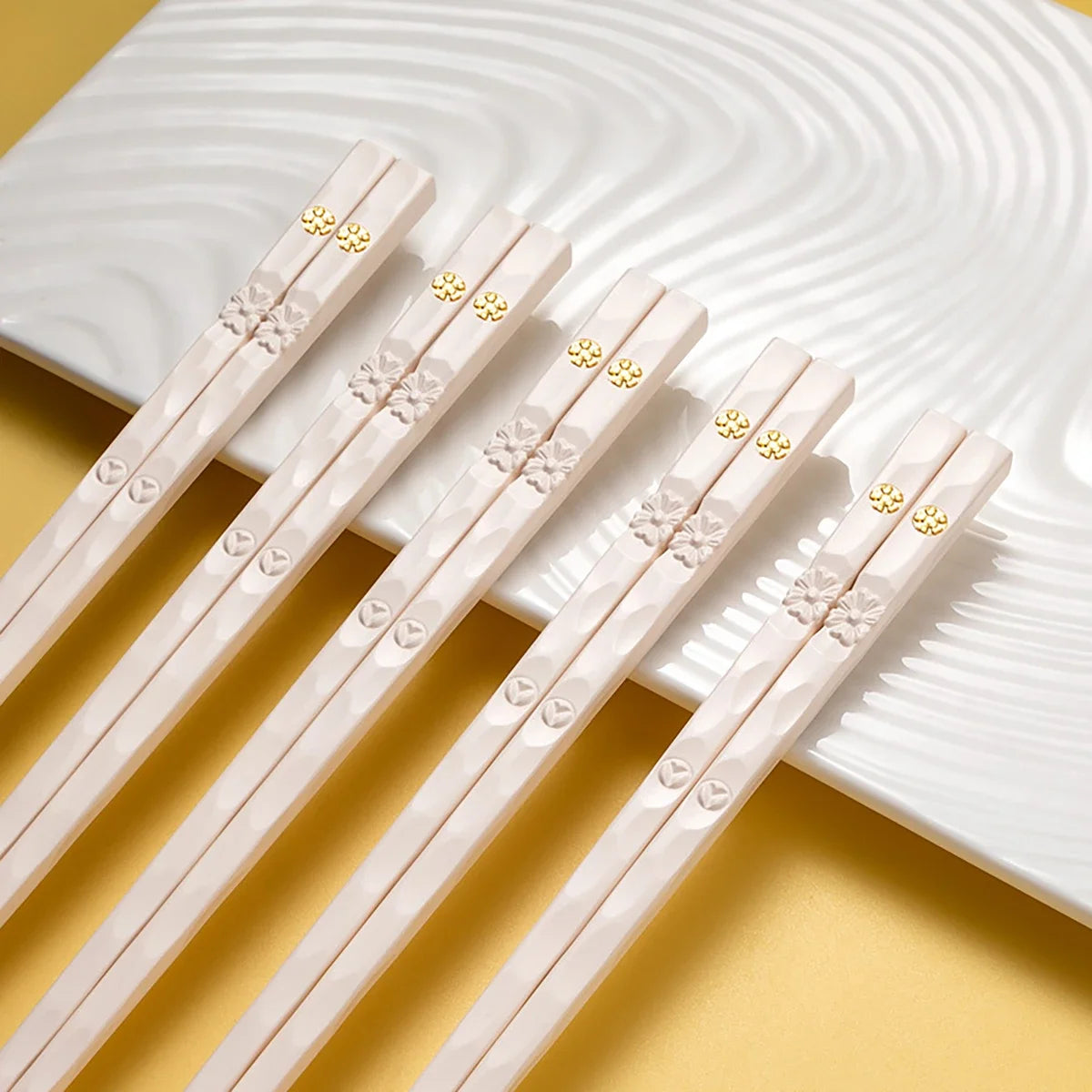 5 Paar Koreanische Essstäbchen – Wiederverwendbar, Spülmaschinenfest, Rutschfest