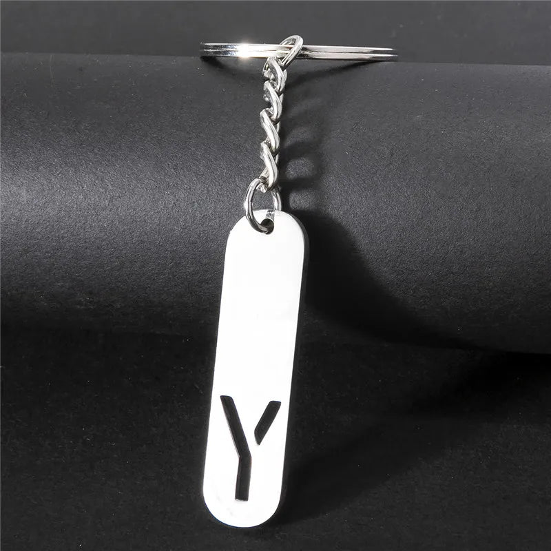 Edelstahl A-Z Buchstaben Schlüsselanhänger Metall Charm Unisex Geschenk