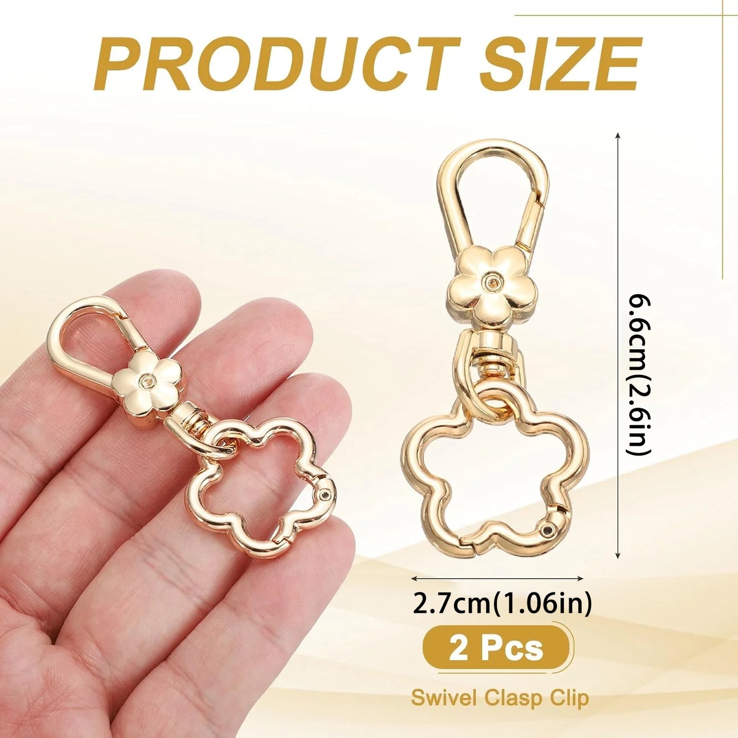 2er Set drehbare Karabiner Verschlüsse mit Blumen Design