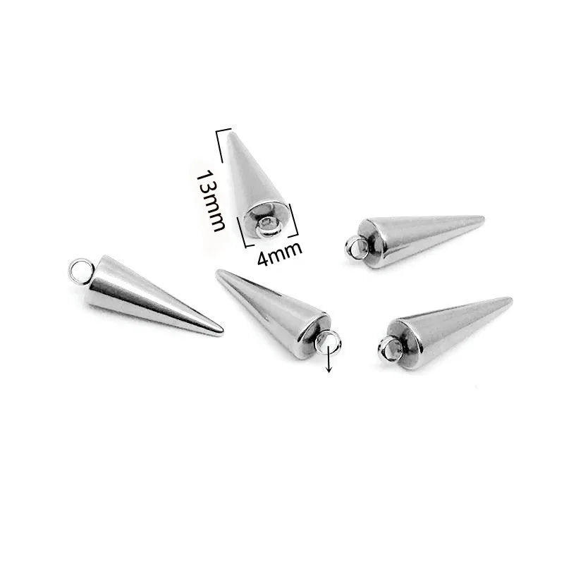 20 Edelstahl Kegel Anhänger Charms für DIY Halskette Schmuck 3x6 bis 5,5x18mm