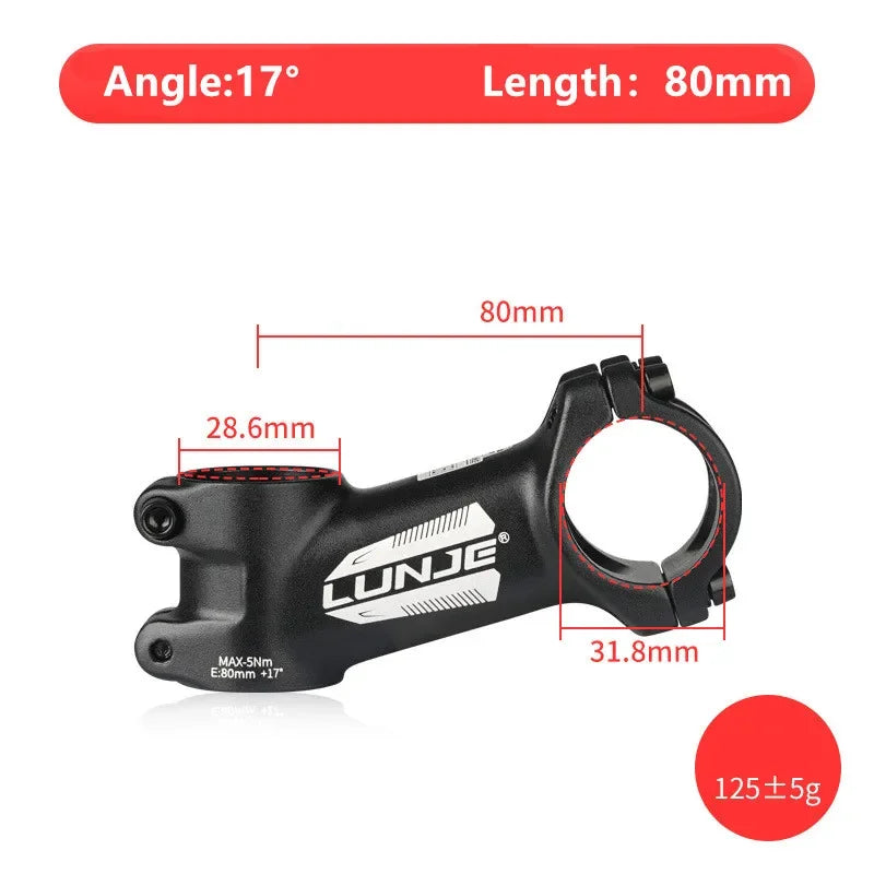 Ultraleichter Fahrradvorbau 17 Grad Aluminiumlegierung 31,8 mm MTB Rennrad